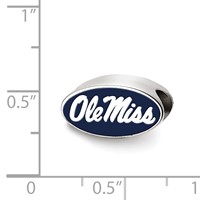 Sterling Silver Rhodium-plated LogoArt University of Mississippi Ole Miss Oval Enameled Bead view 3