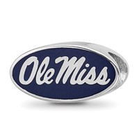 Sterling Silver Rhodium-plated LogoArt University of Mississippi Ole Miss Oval Enameled Bead view 1