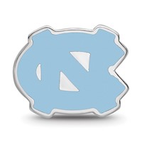 Sterling Silver Rhodium-plated LogoArt University of North Carolina N-c 1-sided Enameled Bead view 4