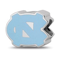 Sterling Silver Rhodium-plated LogoArt University of North Carolina N-c 1-sided Enameled Bead view 1