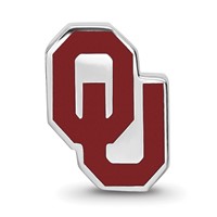 Sterling Silver Rhodium-plated LogoArt University of Oklahoma O-u 1-sided Enameled Bead view 4