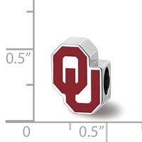 Sterling Silver Rhodium-plated LogoArt University of Oklahoma O-u 1-sided Enameled Bead view 3