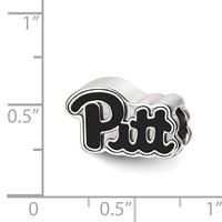 Sterling Silver Rhodium-plated LogoArt University of Pittsburgh Pitt Script Enameled Logo Bead view 3