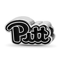 Sterling Silver Rhodium-plated LogoArt University of Pittsburgh Pitt Script Enameled Logo Bead view 1