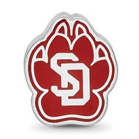 Sterling Silver Rhodium-plated LogoArt University of South Dakota S-d Pawprint Enameled Bead view 4