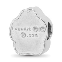 Sterling Silver Rhodium-plated LogoArt University of South Dakota S-d Pawprint Enameled Bead view 5