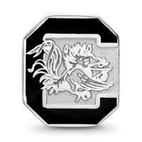 Sterling Silver Rhodium-plated LogoArt University of South Carolina Enameled Logo Bead view 4