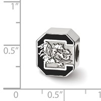 Sterling Silver Rhodium-plated LogoArt University of South Carolina Enameled Logo Bead view 3