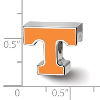 Sterling Silver Rhodium-plated LogoArt University of Tennessee Letter T Enameled Bead view 3