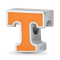Sterling Silver Rhodium-plated LogoArt University of Tennessee Letter T Enameled Bead view 1