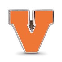 Sterling Silver Rhodium-plated LogoArt University of Virginia Block V Enameled Logo Bead view 4