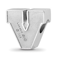 Sterling Silver Rhodium-plated LogoArt University of Virginia Block V Enameled Logo Bead view 5