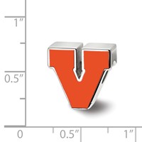 Sterling Silver Rhodium-plated LogoArt University of Virginia Block V Enameled Logo Bead view 3