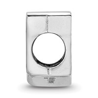 Sterling Silver Rhodium-plated LogoArt University of Wisconsin Letter W Enameled Logo Bead view 2