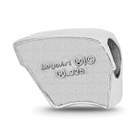 Sterling Silver Rhodium-plated LogoArt University of Wisconsin Letter W Enameled Logo Bead view 5