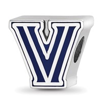Sterling Silver Rhodium-plated LogoArt Villanova University Letter V Enameled Bead view 1