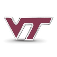Sterling Silver Rhodium-plated LogoArt Virginia Tech V-t Enameled Logo Bead view 4