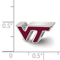 Sterling Silver Rhodium-plated LogoArt Virginia Tech V-t Enameled Logo Bead view 3