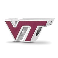Sterling Silver Rhodium-plated LogoArt Virginia Tech V-t Enameled Logo Bead view 1