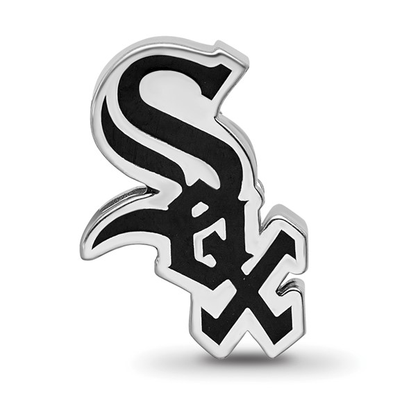 Sterling Silver Rhodium Plated Major League Baseball LogoArt Chicago White Sox Enameled Bead