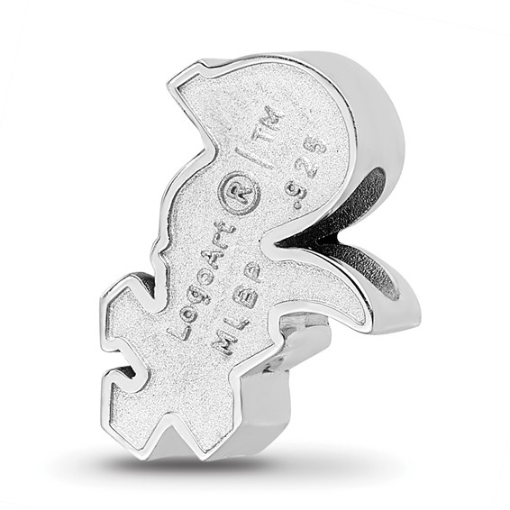 Sterling Silver Rhodium Plated Major League Baseball LogoArt Chicago White Sox Enameled Bead
