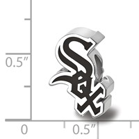 Sterling Silver Rhodium Plated Major League Baseball LogoArt Chicago White Sox Enameled Bead view 3