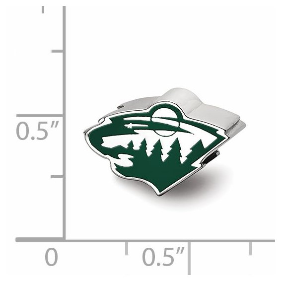 Sterling Silver NHL LogoArt Minnesota Wild Enameled Logo Bead