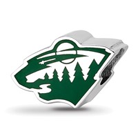 Sterling Silver Nhl LogoArt Minnesota Wild Enameled Logo Bead view 1