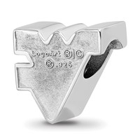 Sterling Silver Rhodium-plated LogoArt West Virginia University W-v Enameled Logo Bead view 5