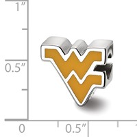 Sterling Silver Rhodium-plated LogoArt West Virginia University W-v Enameled Logo Bead view 3