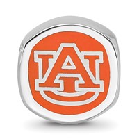 Sterling Silver Rhodium-plated LogoArt Auburn University Enameled Double Logo Bead view 3