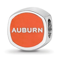 Sterling Silver Rhodium-plated LogoArt Auburn University Enameled Double Logo Bead view 5