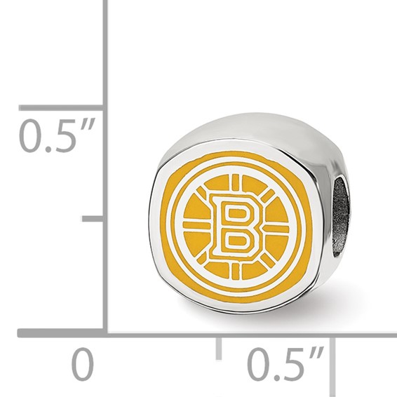 Sterling Silver NHL LogoArt Boston Bruins Double Logo Enameled Bead
