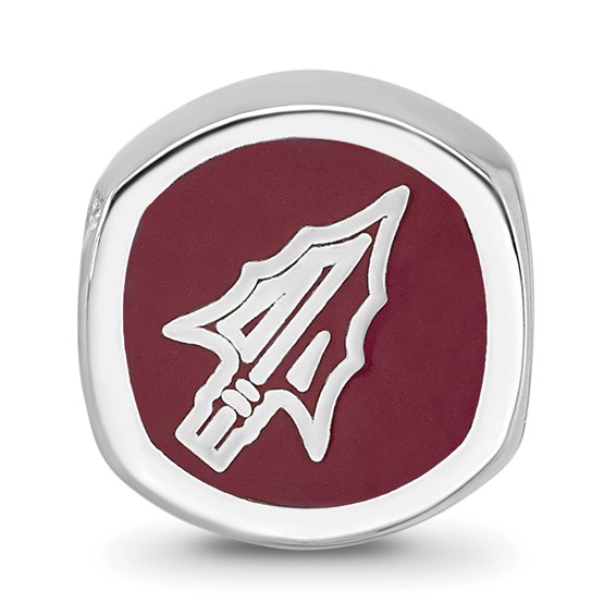 Sterling Silver Florida State University Cushion Shaped Enameled Bead