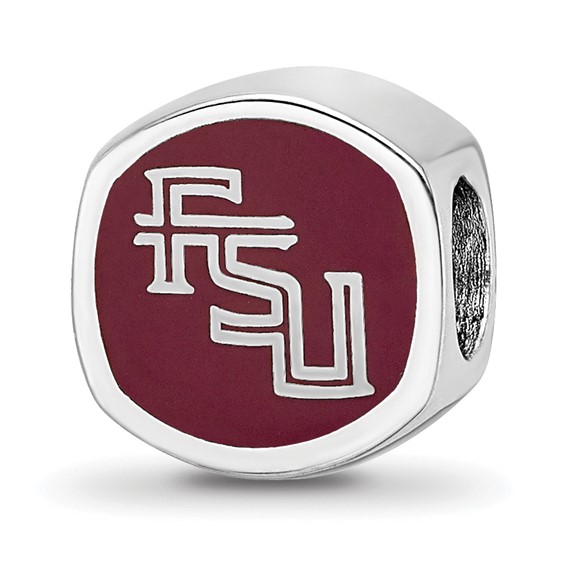 Sterling Silver Florida State University Cushion Shaped Enameled Bead
