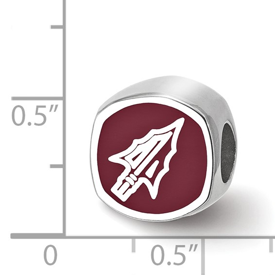 Sterling Silver Florida State University Cushion Shaped Enameled Bead