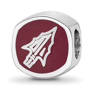Sterling Silver Florida State University Cushion Shaped Enameled Bead