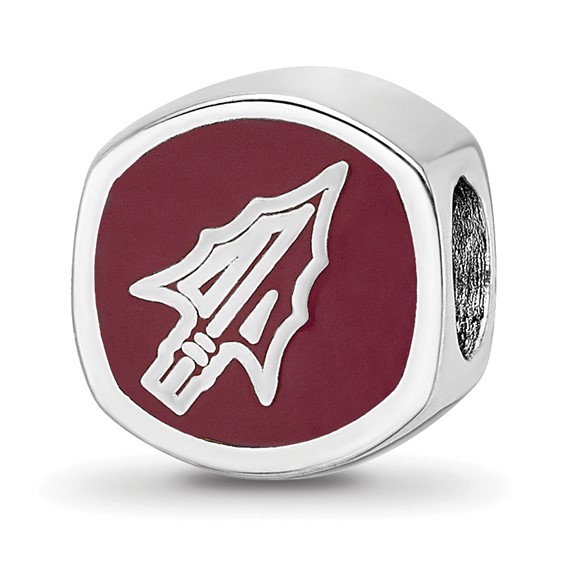 Sterling Silver Florida State University Cushion Shaped Enameled Bead