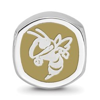 Sterling Silver Rhodium-plated LogoArt Georgia Institute of Technology Double Logo Enameled Bead view 3