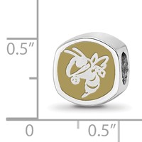 Sterling Silver Rhodium-plated LogoArt Georgia Institute of Technology Double Logo Enameled Bead view 4