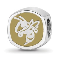 Sterling Silver Rhodium-plated LogoArt Georgia Institute of Technology Double Logo Enameled Bead view 1