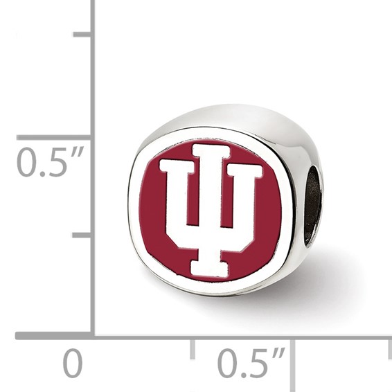 Sterling Silver Rhodium-plated LogoArt Indiana University Block I-U Enameled Logo Bead