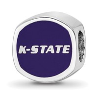 Sterling Silver Rhodium-plated LogoArt Kansas State University Enameled Double Logo Bead view 5