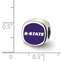 Sterling Silver Rhodium-plated LogoArt Kansas State University Enameled Double Logo Bead view 4