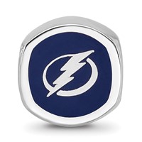Sterling Silver Nhl LogoArt Tampa Bay Lightning Cushion Shaped Enameled Logo Bead view 4