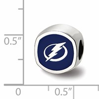 Sterling Silver Nhl LogoArt Tampa Bay Lightning Cushion Shaped Enameled Logo Bead view 3