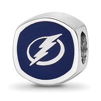 Sterling Silver Nhl LogoArt Tampa Bay Lightning Cushion Shaped Enameled Logo Bead view 1