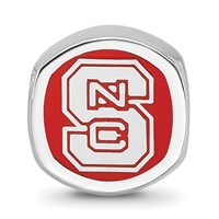 Sterling Silver Rhodium-plated LogoArt North Carolina State University N-c-s Enameled Bead view 3