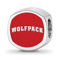 Sterling Silver Rhodium-plated LogoArt North Carolina State University N-c-s Enameled Bead view 4