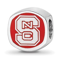 Sterling Silver Rhodium-plated LogoArt North Carolina State University N-c-s Enameled Bead view 1
